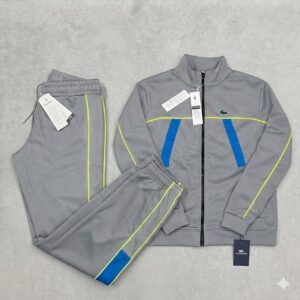 Lacoste Striped Tracksuit Grey