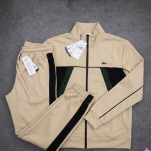Lacoste Striped Tracksuit Beige